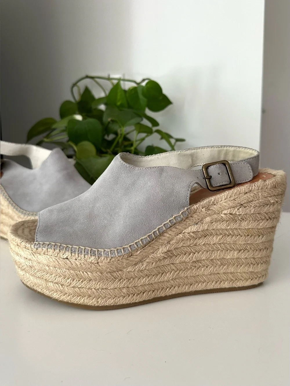 NEW! SOLUDOS Sevilla Espadrille Slingback Platform Wedge Sandals Gray Size 10